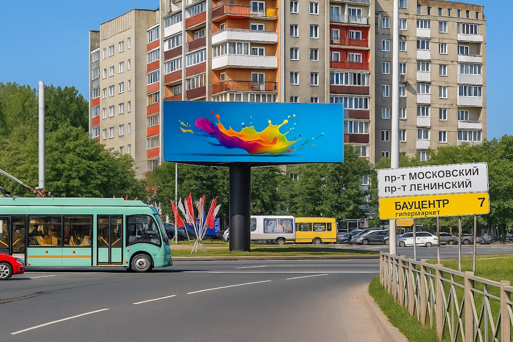 Суперсайт, формат: 4х12, расположен в Ленинградский районе, проспект Московский - ул. Ген. Галицкого. Ориентир: Ориентир институт МВД